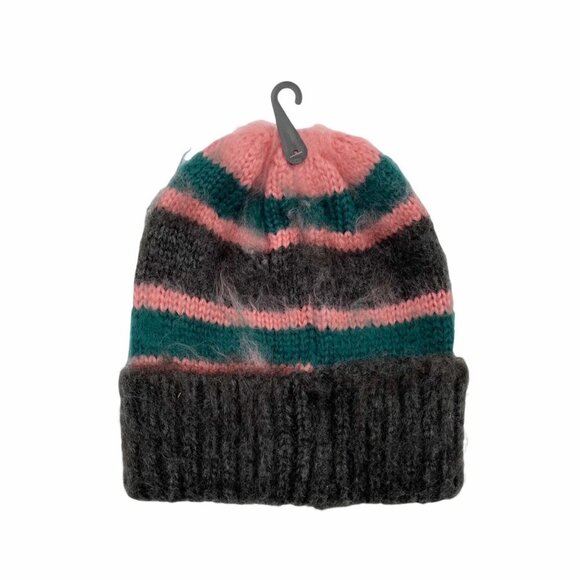 NWT Topshop Striped Beanie Winter Hat Fuzzy Multicolor - Picture 1 of 5